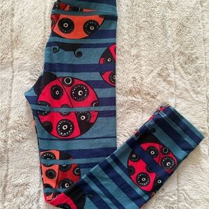 LuLaRoe Kids Casual Bottoms - Blue and Red Ladybug Print